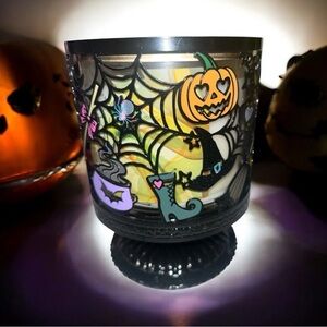 Bath & Body Works Halloween Candle Holder with Black Hats & Orange Pumpkins